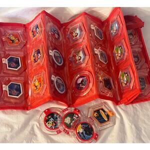 Disney Infinity Power Discs Mix Lot of 30 With Case Disc Holder